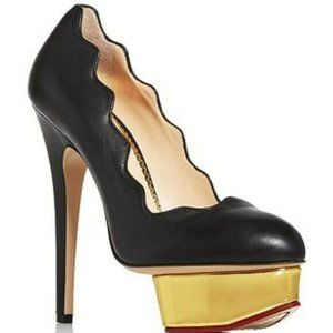 Charlotte Olympia Wavy Edge Dolly Platform Black / Gold  Shoes